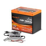 Enjoybot 12V 100Ah Group 24 Bluetooth LiFePO4 Lithium Battery With Self-Heating, 1280Wh, 100A BMS