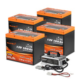 Enjoybot 12V 100Ah Group 24 Bluetooth LiFePO4 Lithium Battery With Self-Heating, 1280Wh, 100A BMS