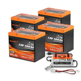 Enjoybot 12V 100Ah Group 24 Bluetooth LiFePO4 Lithium Battery With Self-Heating, 1280Wh, 100A BMS