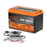 Enjoybot 12V 100Ah BT LiFePO4 Lithium Battery with Bluetooth & Low-Temp Protection, 1280Wh, 100A BMS