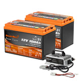 Enjoybot 12V 100Ah Bluetooth Lithium Battery_2 Pack+29.2V 15A Charger