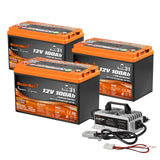 Enjoybot 12V 100Ah Bluetooth Lithium Battery_3 Pack+43.8V 12A Charger