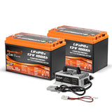 Enjoybot 12V 100Ah Group 31 Lithium Battery_2 Pack+29.2V 15A Charger