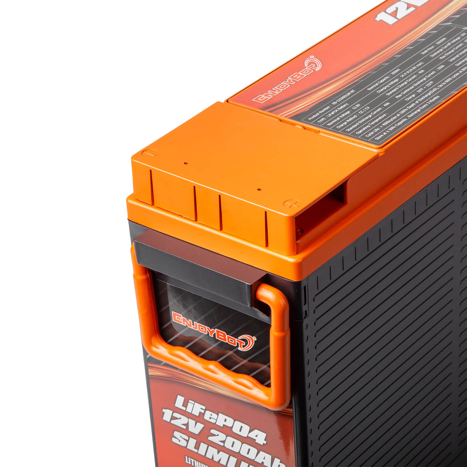 Enjoybot 12V 200Ah Slimline LiFePO4 Lithium Battery with Bluetooth, 2560Wh, 200A BMS
