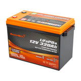 Enjoybot 12V 320Ah LiFePO4 Lithium Battery with Bluetooth, 4096Wh, For RV, Marine, Solar & Home Backup
