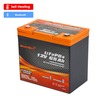 Enjoybot 12V 65Ah LiFePO₄ Lithium Battery with Bluetooth & Self-Heating, Group 22NF, 832Wh, 120A BMS