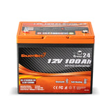 Enjoybot 12V 100Ah Group 24 Bluetooth LiFePO4 Lithium Battery With Self-Heating, 1280Wh, 100A BMS