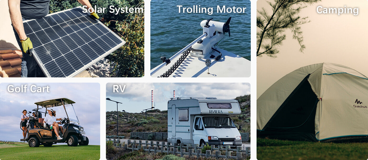 Enjoybot 12V LiFePO4 battery for golf cart, trolling motor, RV, solar system, camping