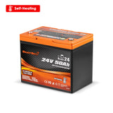 Enjoybot 24V 50AH Group 24 LiFePO4 Lithium Battery With Self-Heating, 1280Wh, 120A BMS
