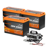 Enjoybot 36V 65Ah Self-Heating & Bluetooth Group 31 LiFePO4 Lithium Battery_3 Pack+43.8V 12A Charger
