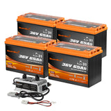 Enjoybot 36V 65Ah Self-Heating & Bluetooth Group 31 LiFePO4 Lithium Battery_4 Pack+43.8V 12A Charger