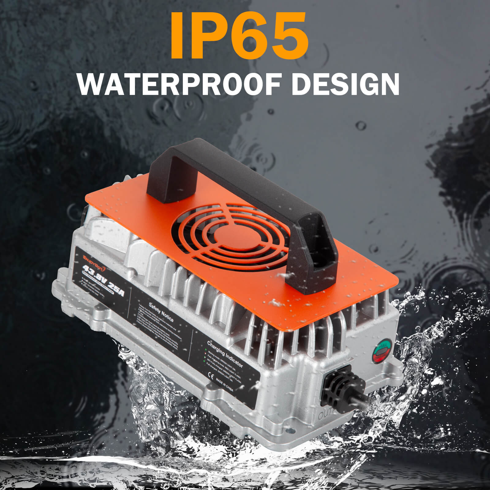 Enjoybot 43.8V 25A Waterproof Mountable LiFePO4 Lithium Battery Charger for 36V Lithium Battery