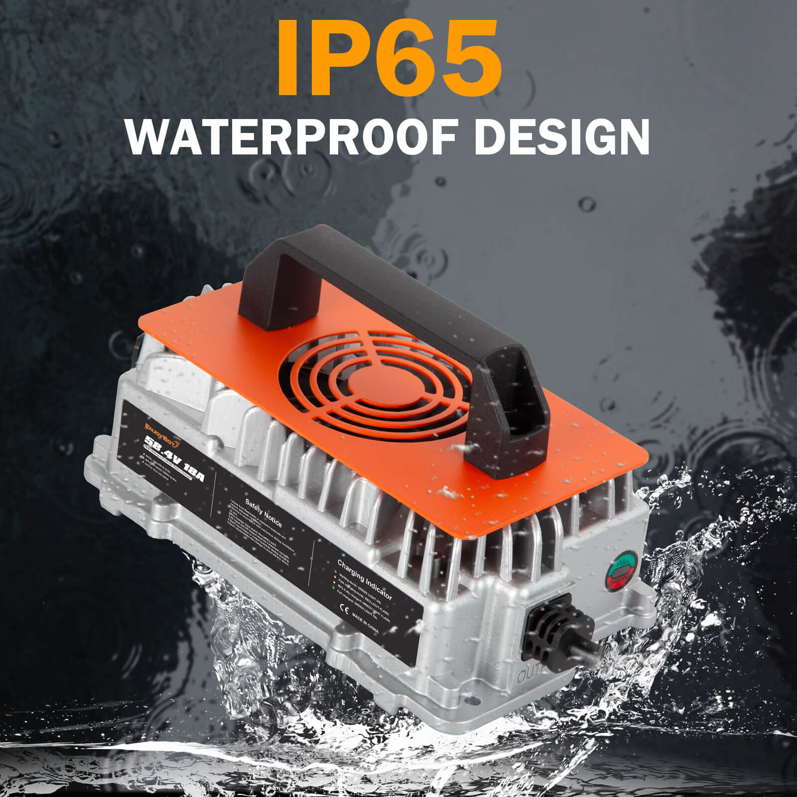 Enjoybot 58.4V 18A Waterproof Mountable LiFePO4 Lithium Battery Charger For 48V Lithium Batteries