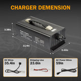 Enjoybot 14.6V (12V) 40A Dual-Purpose Lithium Battery Charger - Demension