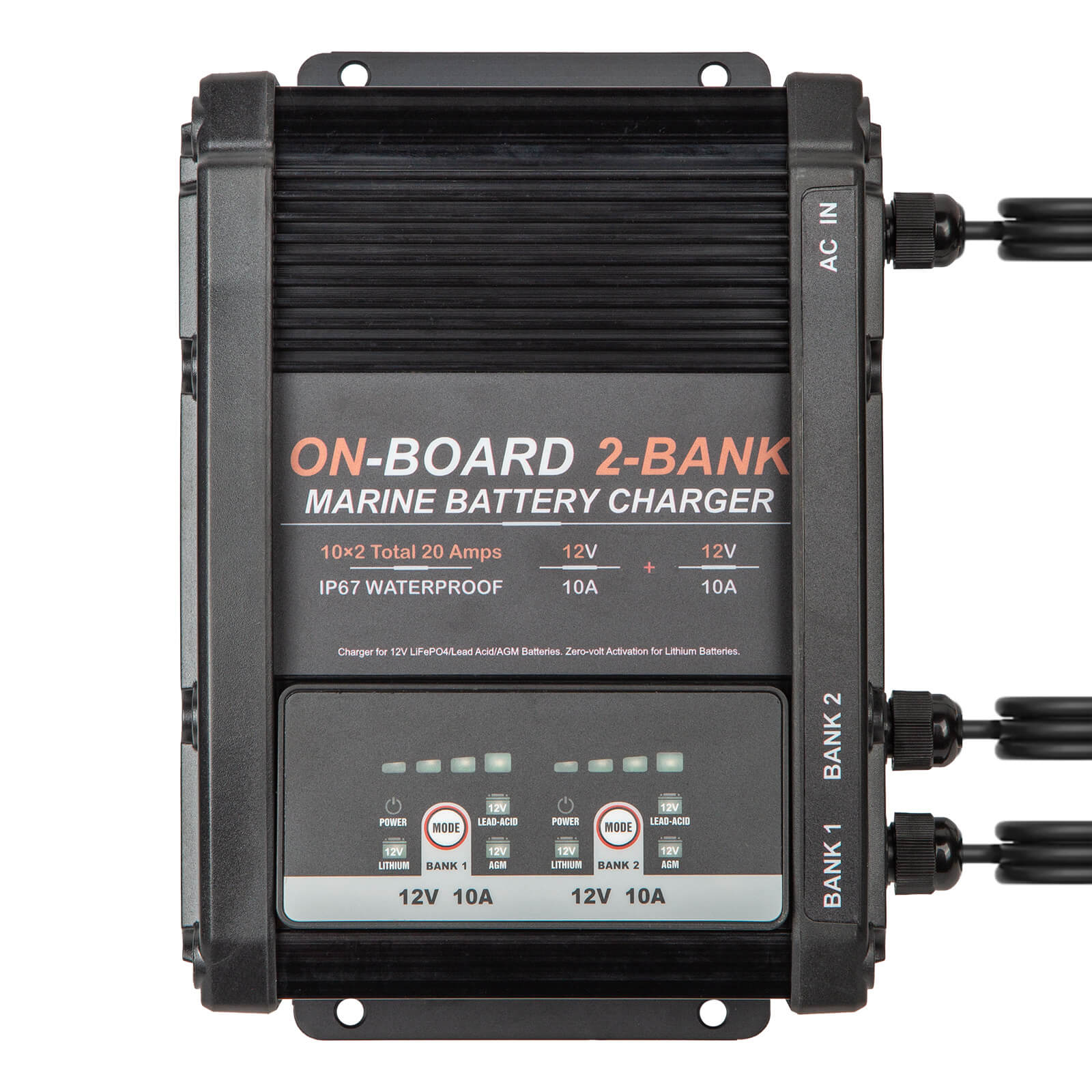 Enjoybot 2 Bank 12V 10A On-Board Marine Battery Charger