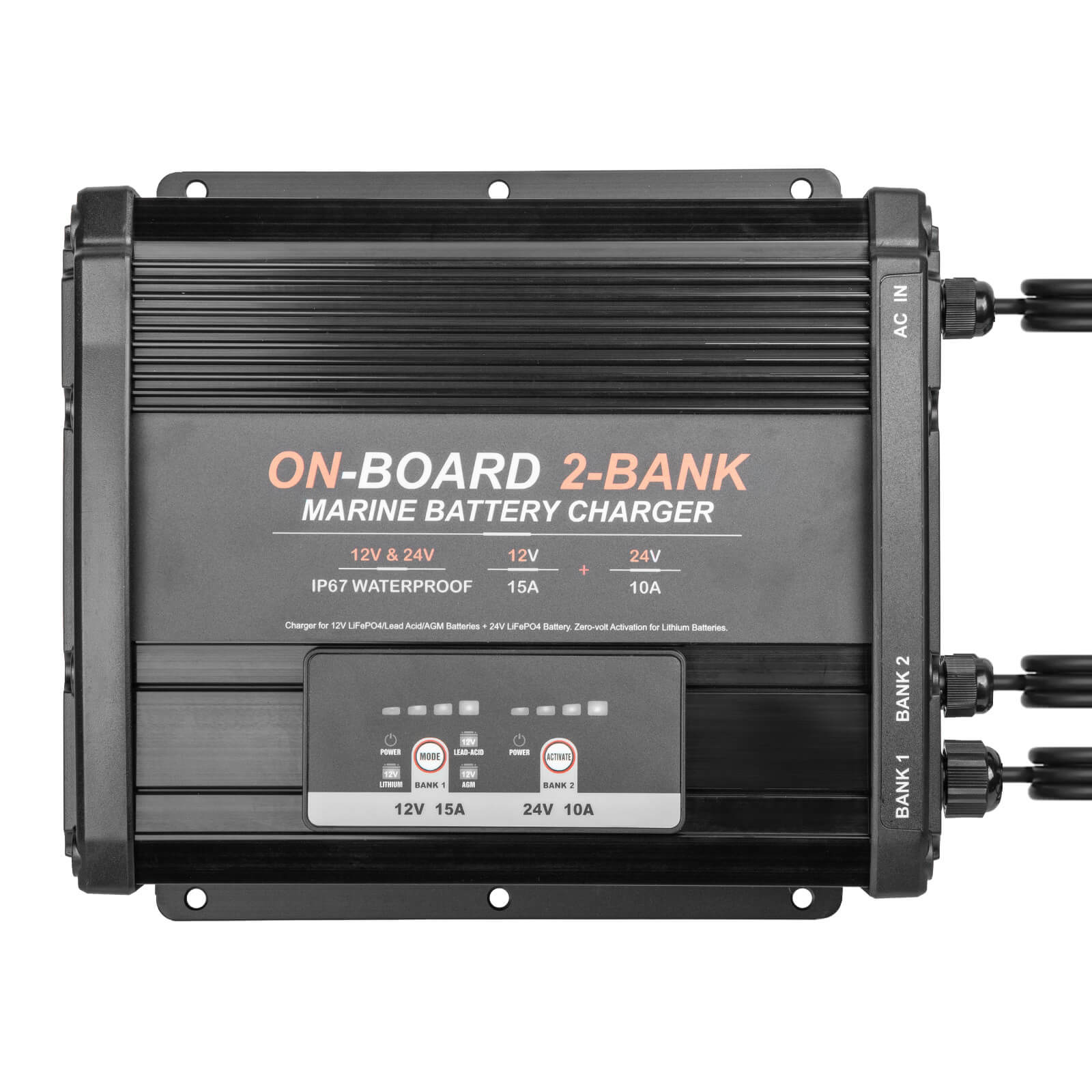 Enjoybot 2 Bank 12V 15A + 24V 10A On-Board Marine Battery Charger