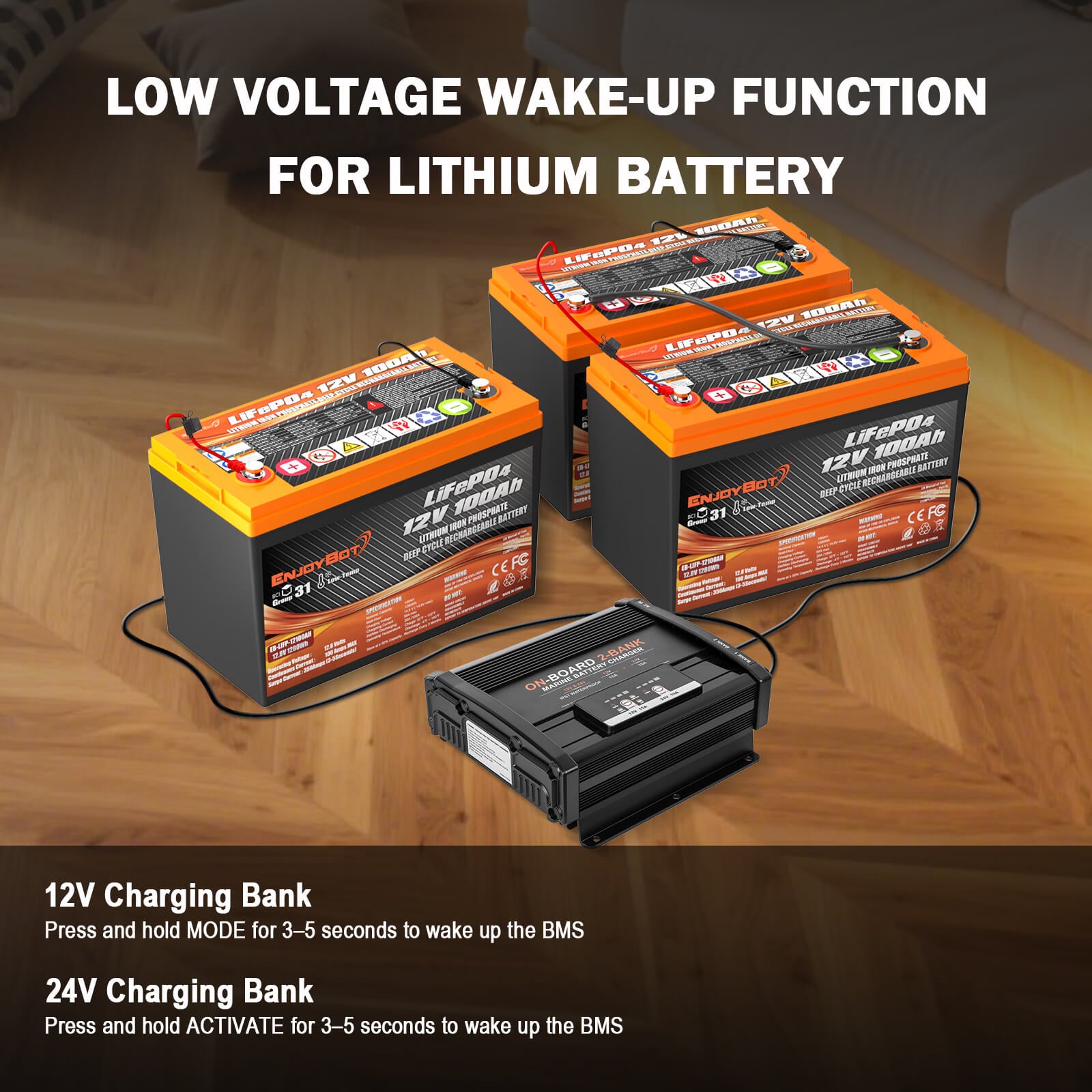 Enjoybot 2 Bank 12V 15A + 24V 10A On-Board Marine Battery Charger