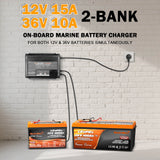 Enjoybot 2 Bank 12V 15A + 36V 10A On-Board Marine Battery Charger