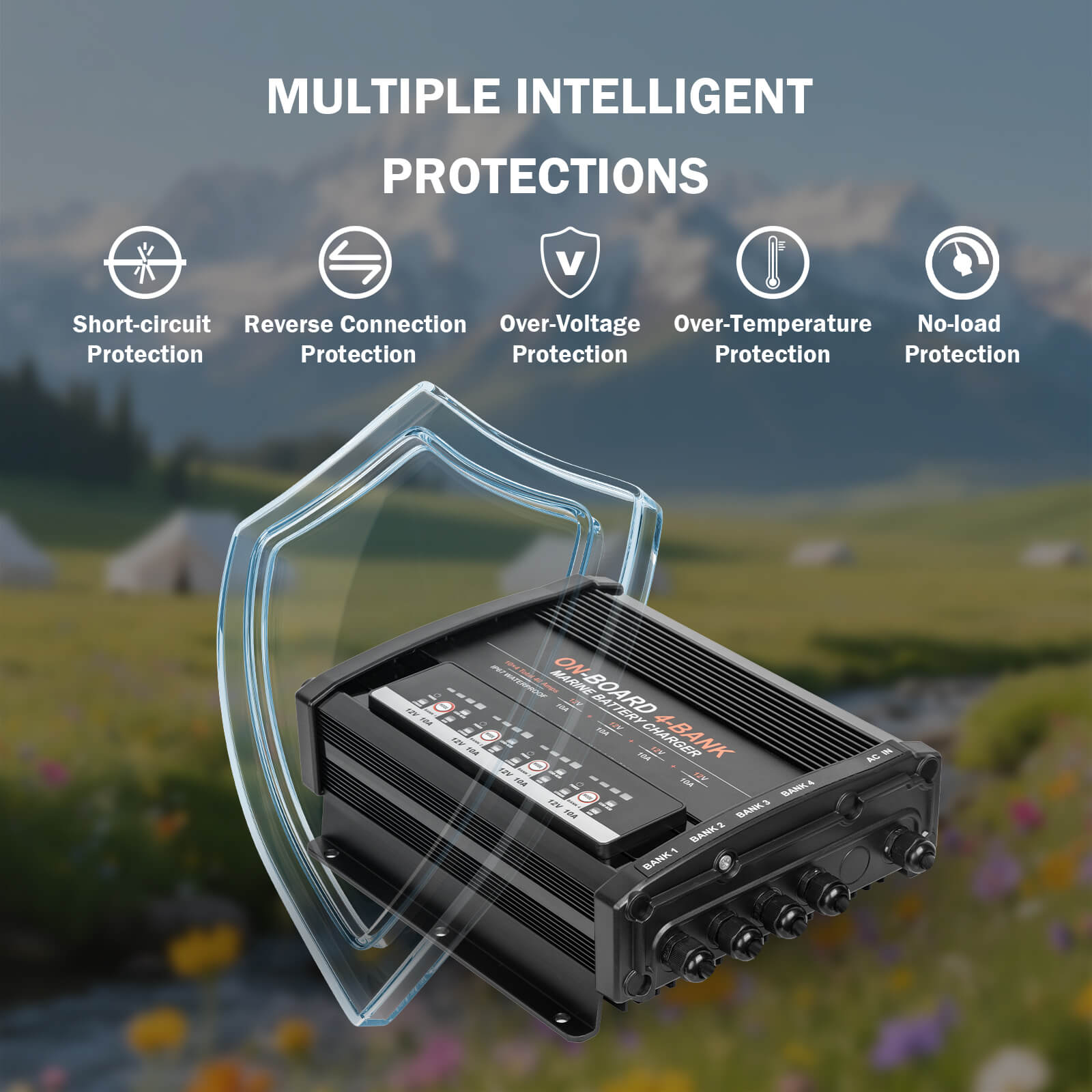 Enjoybot 4 Bank 12V 10A On-Board Marine Battery Charger