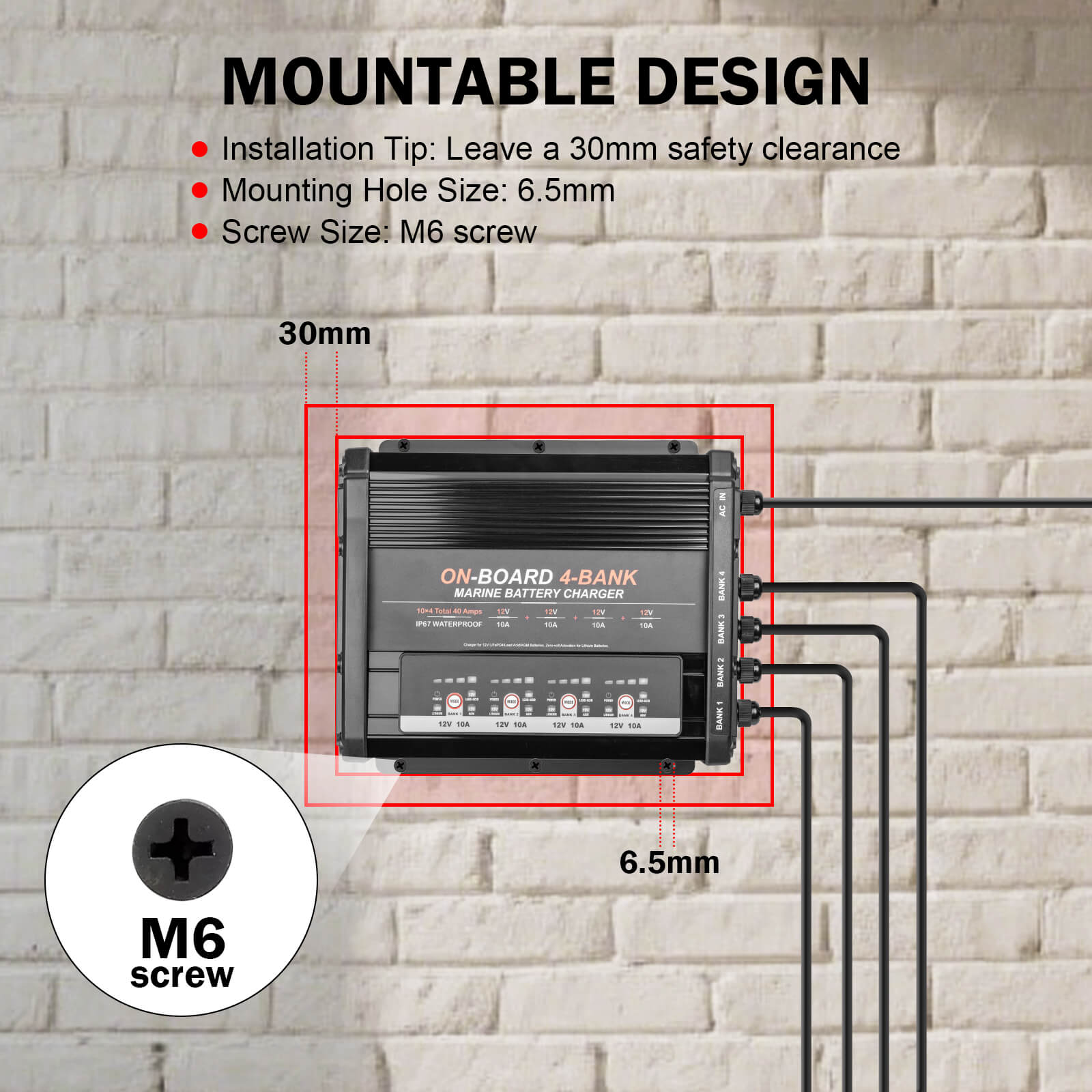 Enjoybot 4 Bank 12V 10A On-Board Marine Battery Charger