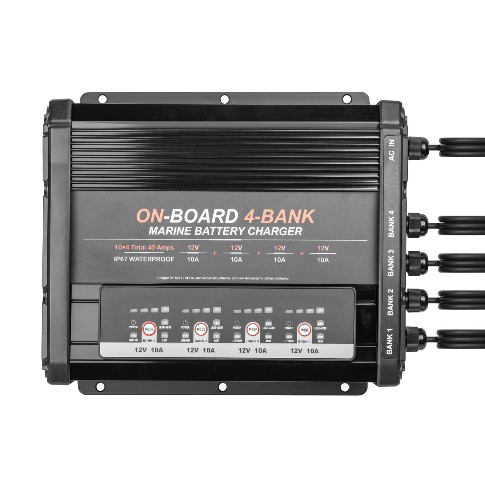 Enjoybot 4 Bank 12V 10A On-Board Marine Battery Charger