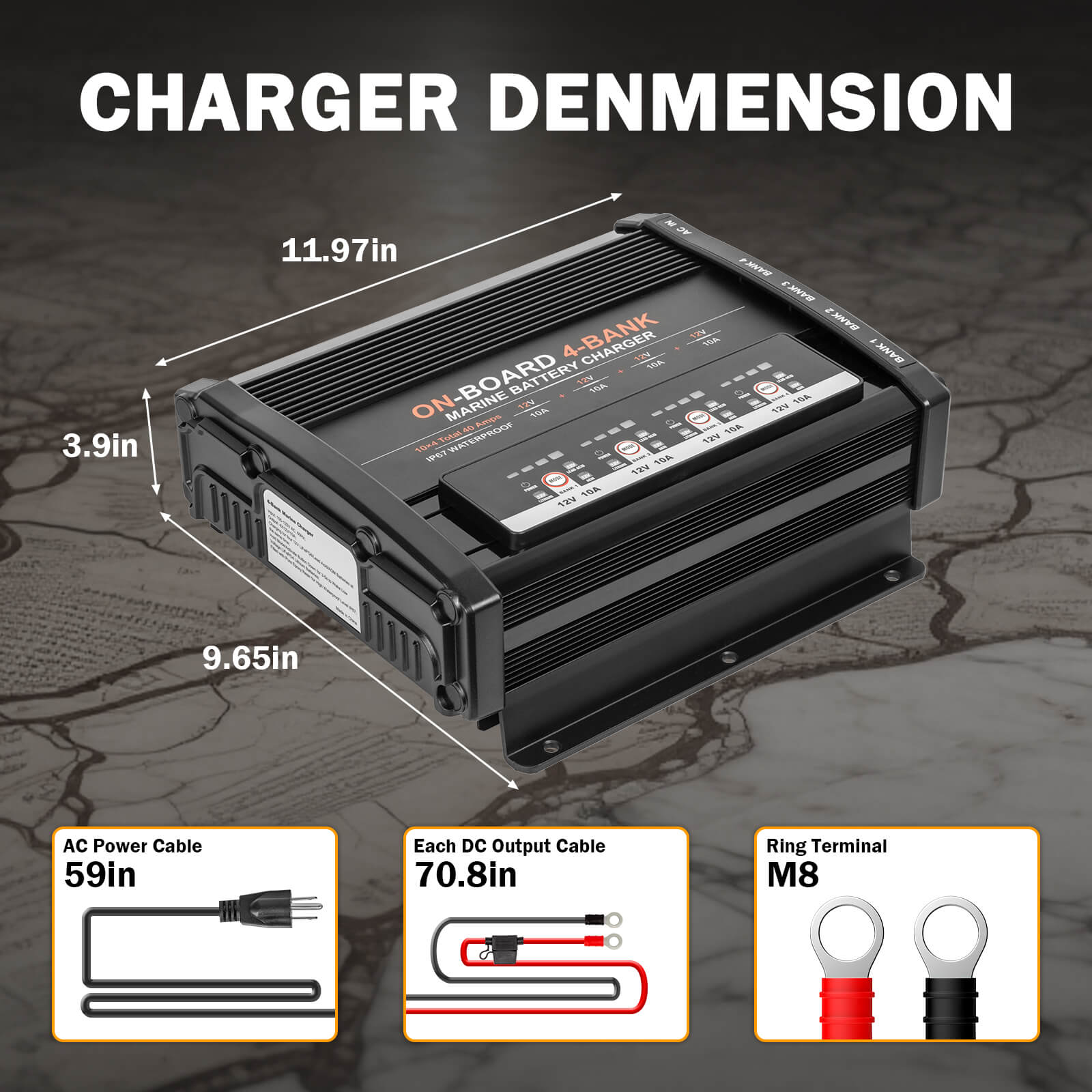 Enjoybot 4 Bank 12V 10A On-Board Marine Battery Charger