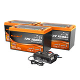 Enjoybot 36V Lithium Trolling Motor Battery Set - 150Ah Group 31 Battery with 43.8V 20A Charger