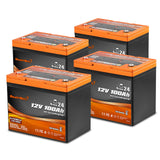 Enjoybot 12V 100Ah Group 24 Self-Heating Lithium LiFePO4 Battery_4 Pack