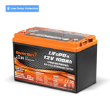 Enjoybot 12V 100Ah LiFePO4 Lithium Battery with Low-Temp Protection, 1280Wh, 100A BMS, Max 6S4P