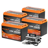 Enjoybot 12V 150Ah Group 31 LiFePO4 Lithium Battery with Bluetooth & Self-Heating, 1920Wh, 150A BMS