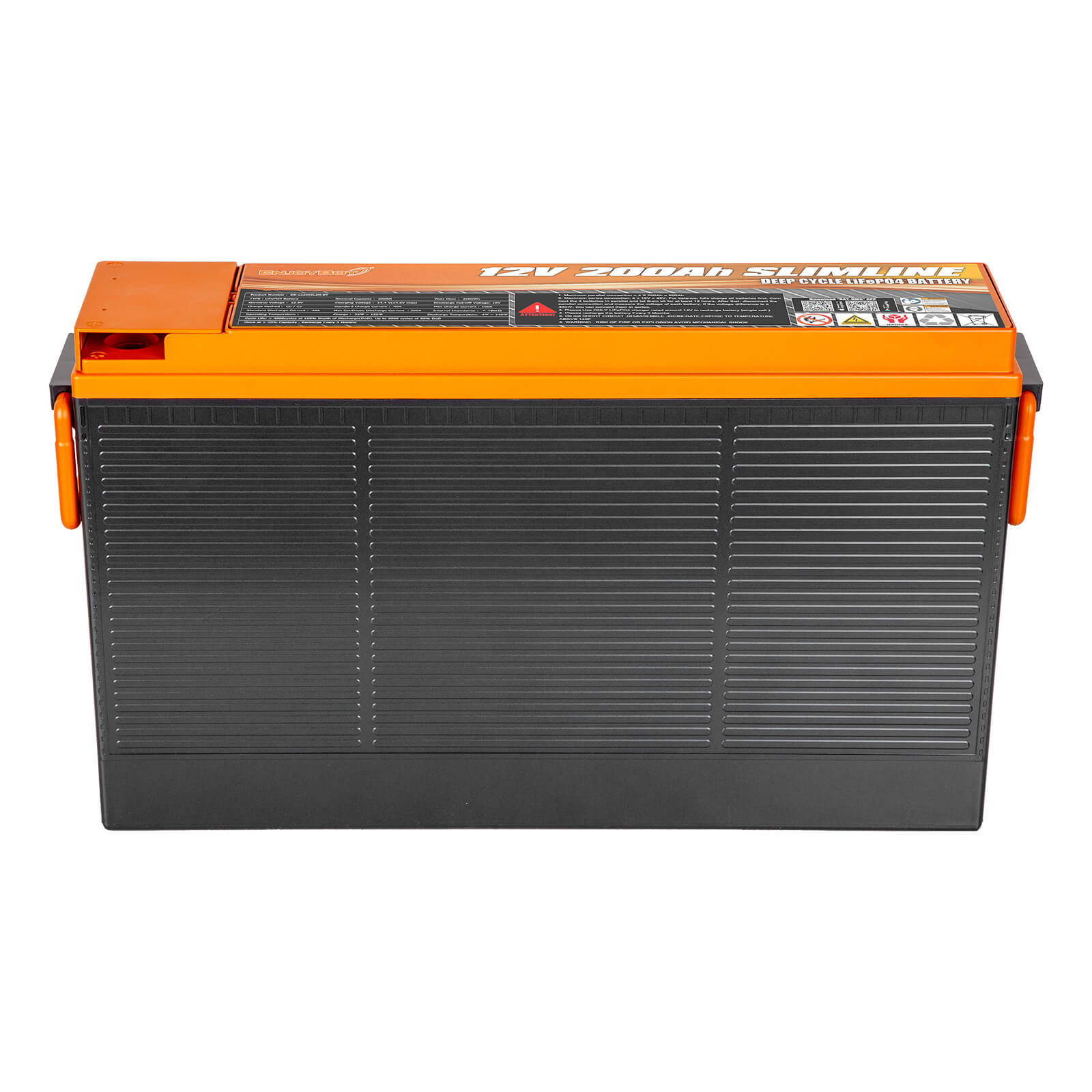 Enjoybot 12V 200Ah Slimline LiFePO4 Lithium Battery with Bluetooth, 2560Wh, 200A BMS