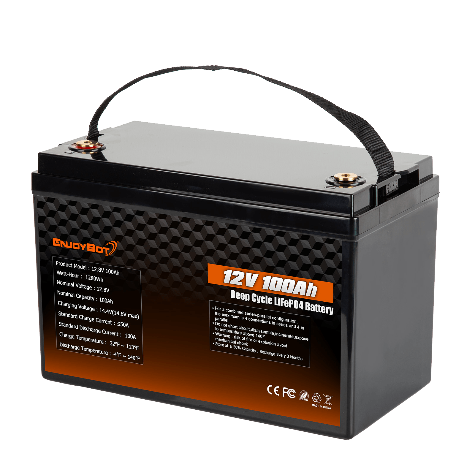 Enjoybot 12V 100Ah LiFePO4 Battery – Special Limited-inventory Edition ...