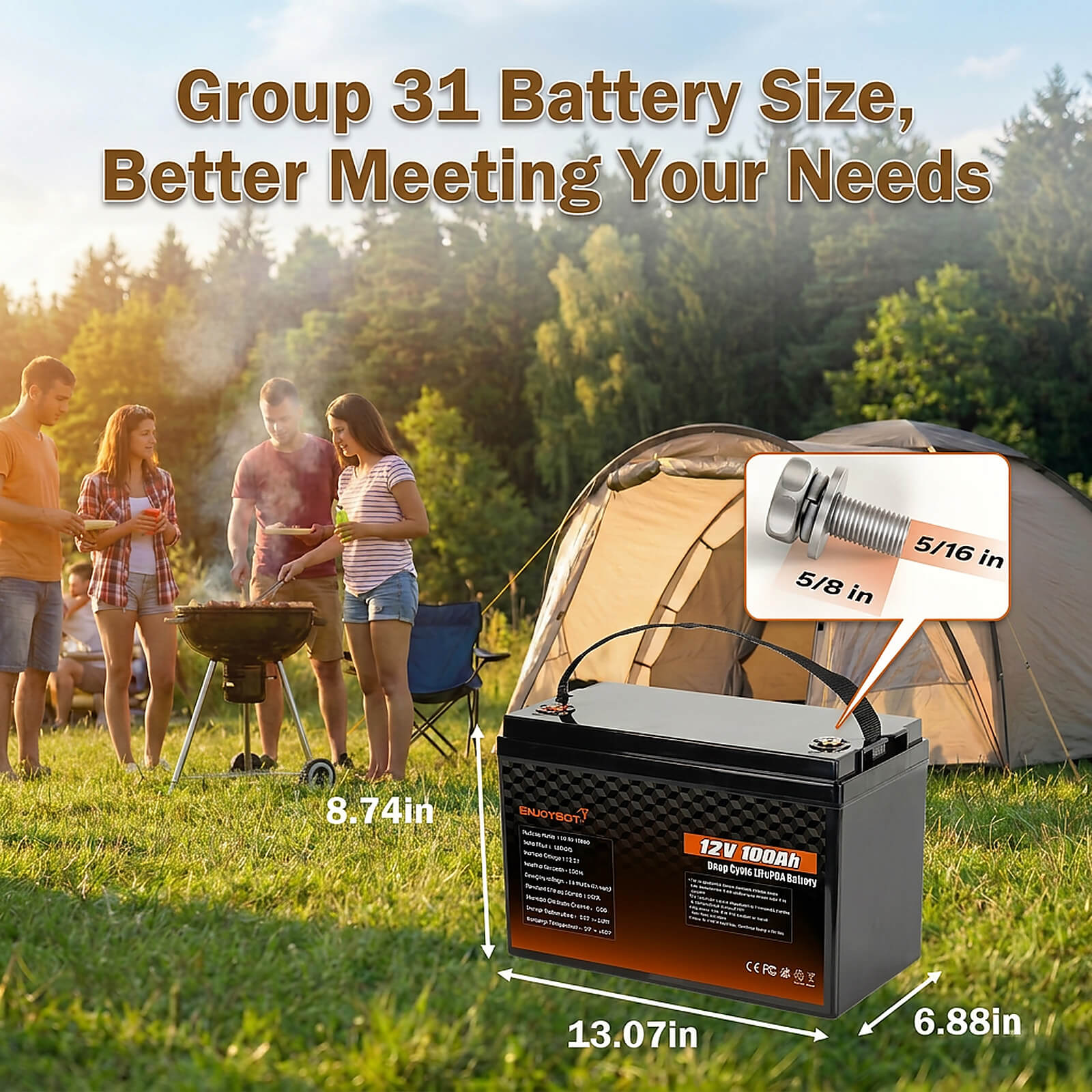 Enjoybot 12V 100Ah LiFePO4 Battery – Special Limited-inventory Edition | Final Clearance