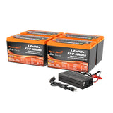 Enjoybot 12V 100Ah Group31 Low-Temp LiFePO4 Lithium Battery 4 Pack with 58.4v 10a charger