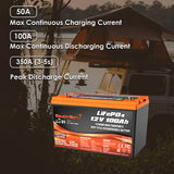 Enjoybot 12V 100Ah Group31 Low-Temp LiFePO4 Lithium Battery - 100A Max. Discharging Current