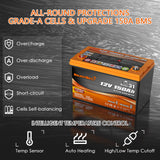 Enjoybot 12V 150Ah Group31 Bluetooth Self-Heating LiFePO4 Lithium Battery - 150A BMS