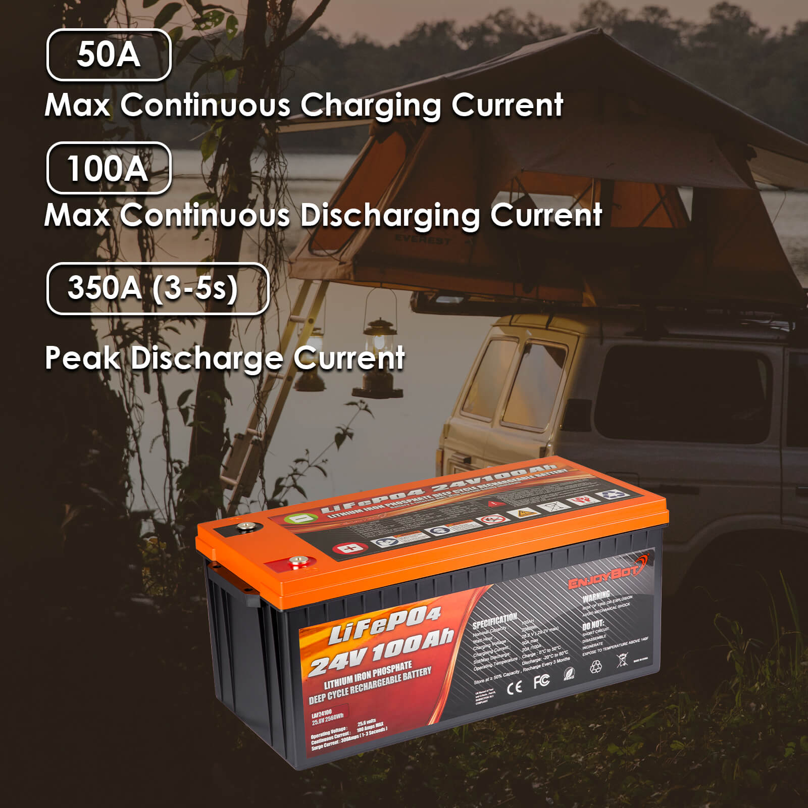 ENJOYBOT 24 V 100 Ah LiFePO4-Lithium-Batterie, Hoch- und Tieftemperatu – Enjoybot  Official Store