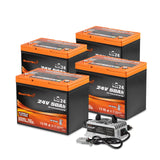 Enjoybot 24V 50AH Group 24 LiFePO4 Lithium Battery With Self-Heating, 1280Wh, 120A BMS