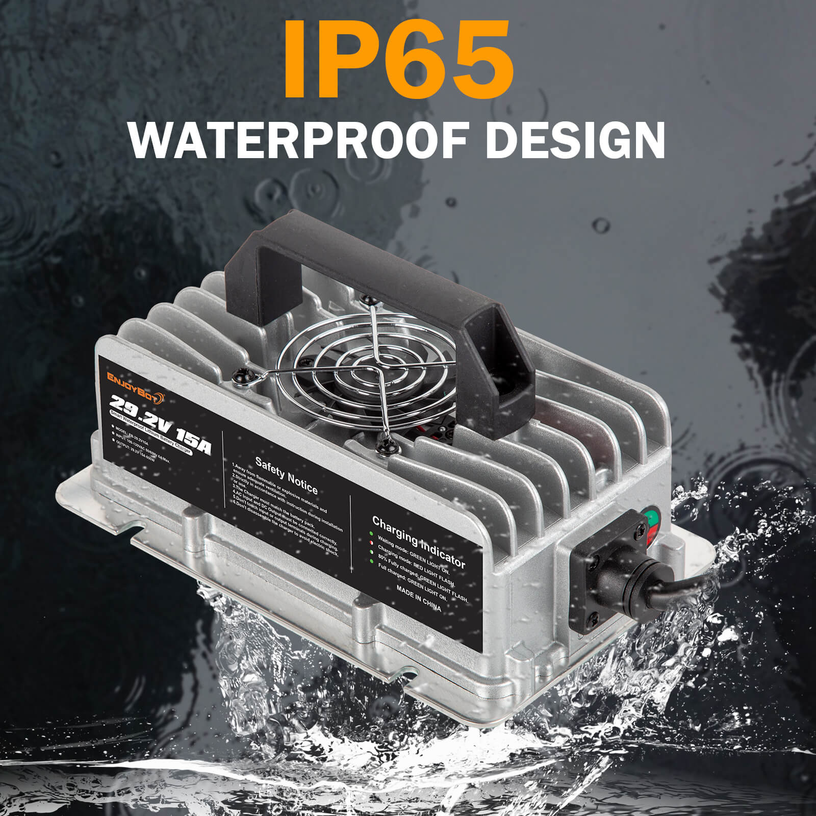 Enjoybot 29.2V 15A Mountable Dual-Purpose LiFePO4 Lithium Battery Charger Waterproof