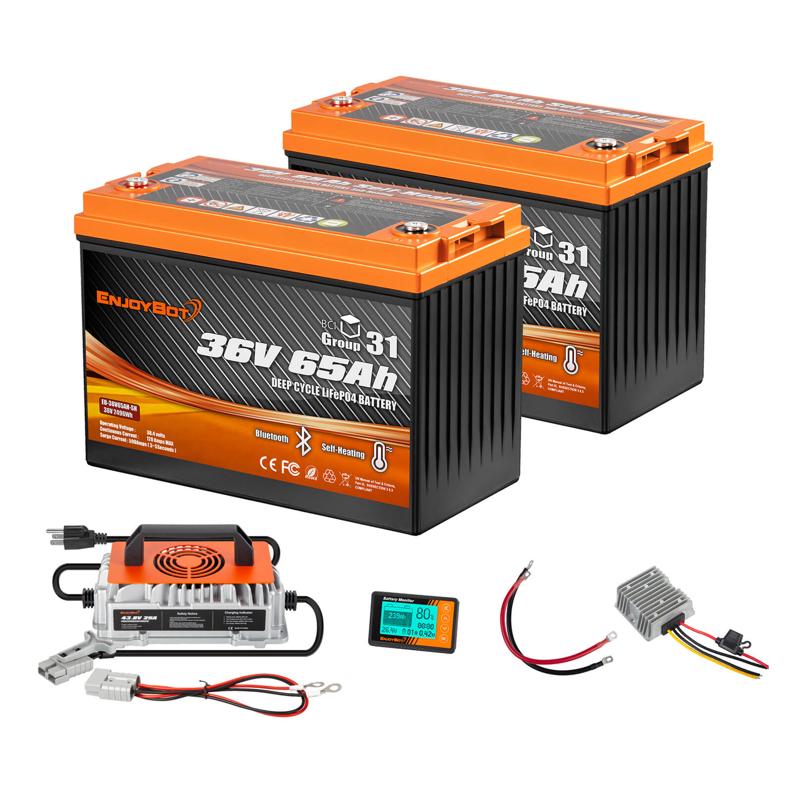 36v 130ah Lithium Golf Cart Battery Conversion Kit - 2 Batteries
