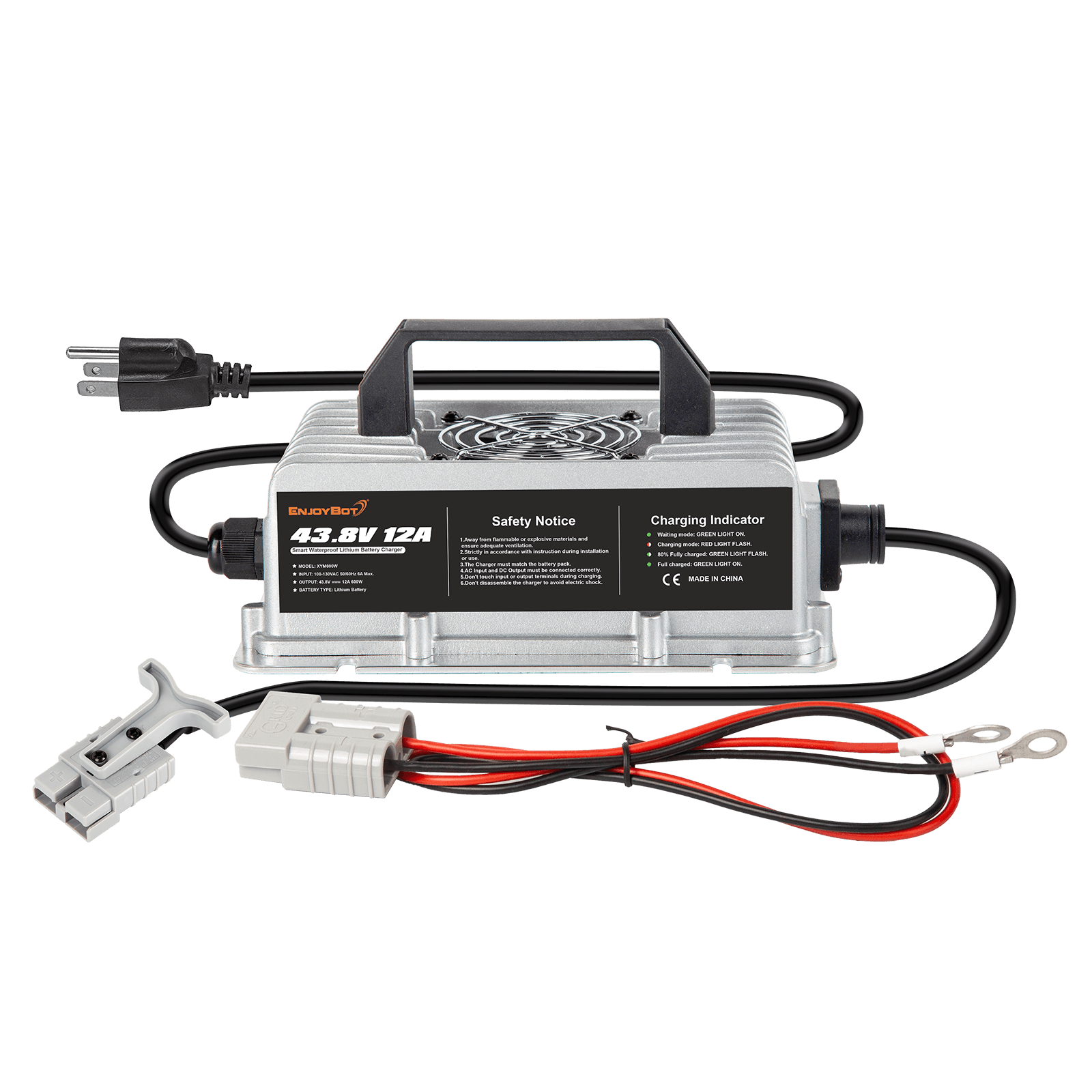 Enjoybot 43.8V 12A Mountable Dual-Purpose LiFePO4 Lithium Golf Cart Battery Charger Waterproof