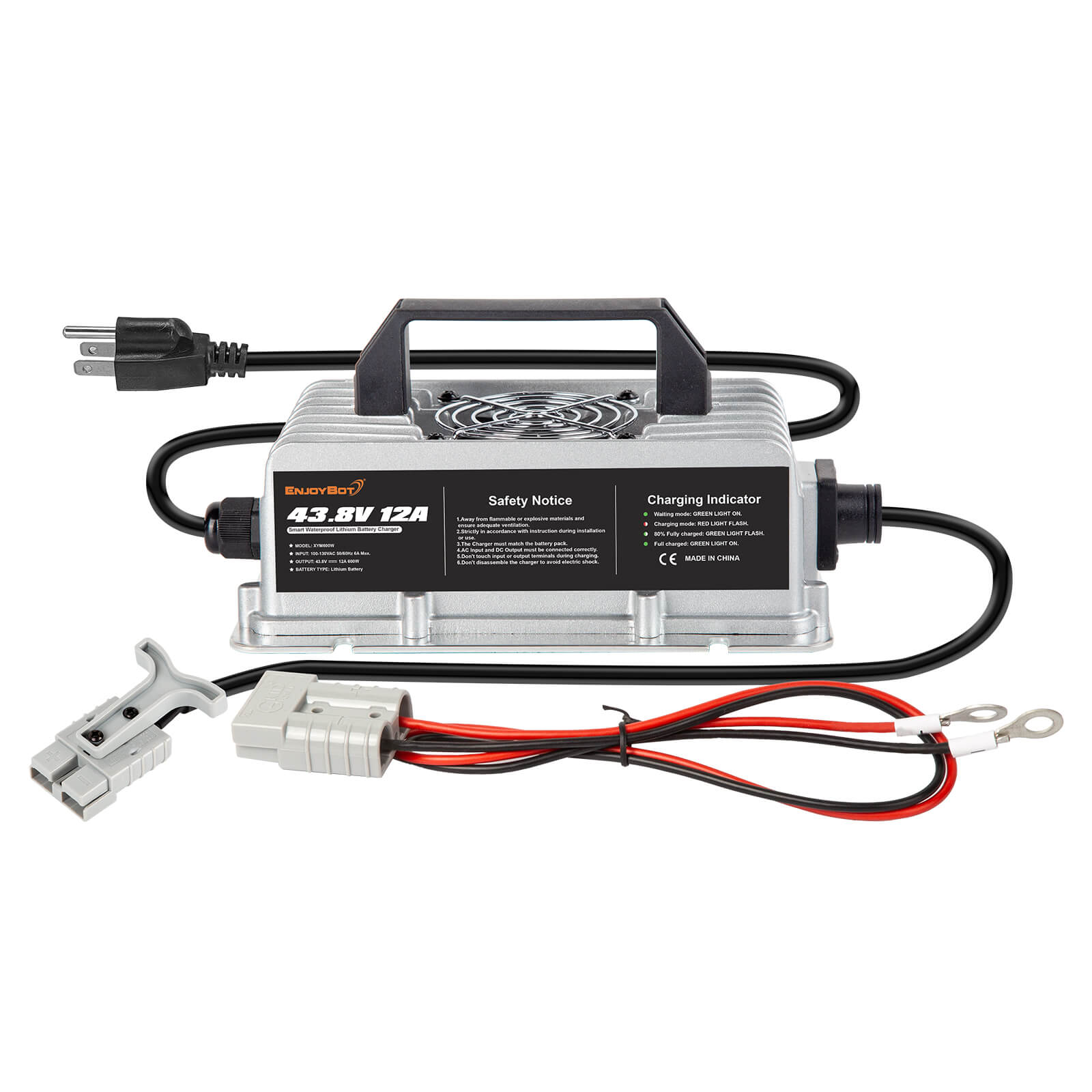 Enjoybot 43.8V 12A Mountable Dual-Purpose LiFePO4 Lithium Golf Cart Battery Charger Waterproof