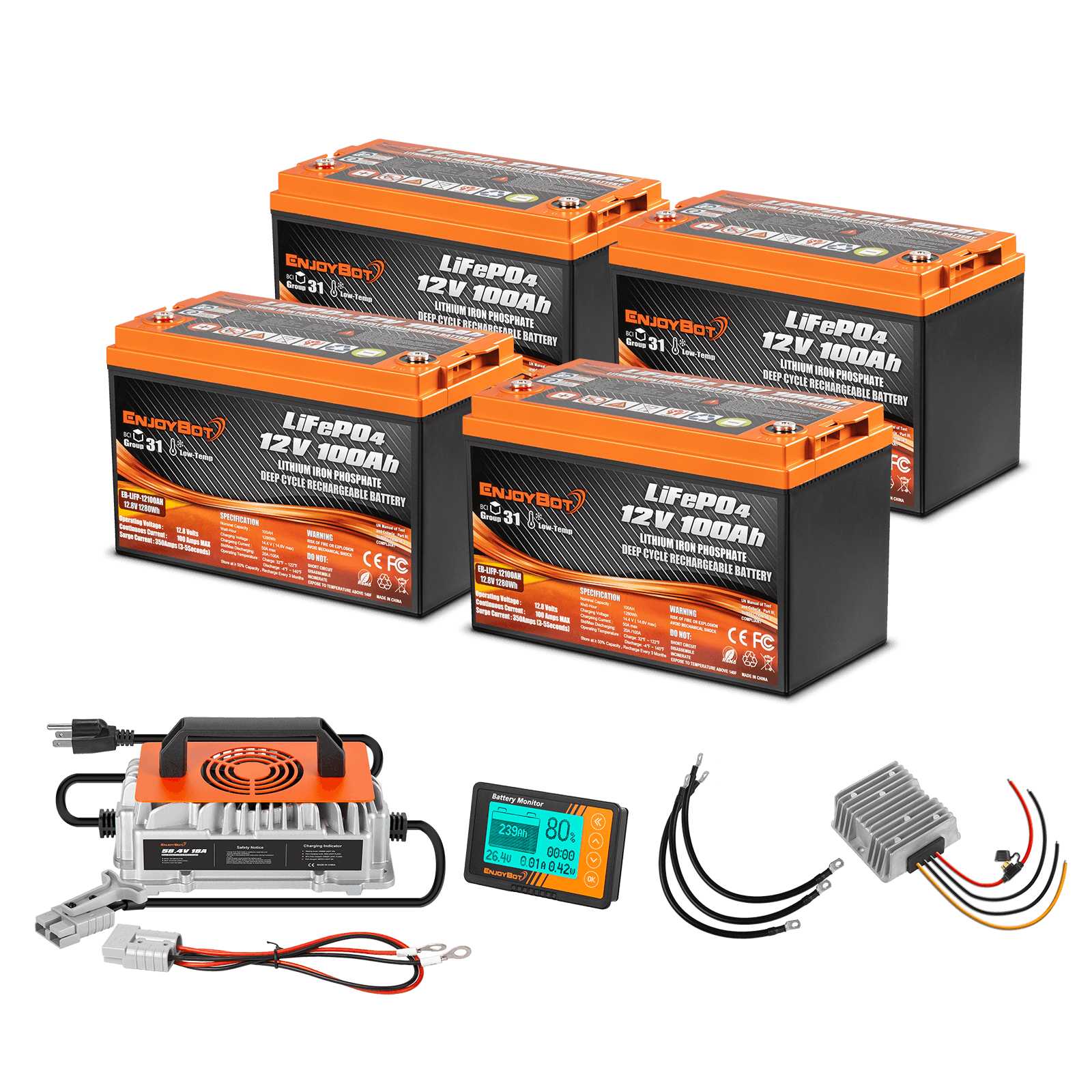 Enjoybot 48V 100Ah Golf Cart Lithium Battery Conversion Kit - 4 Batteries