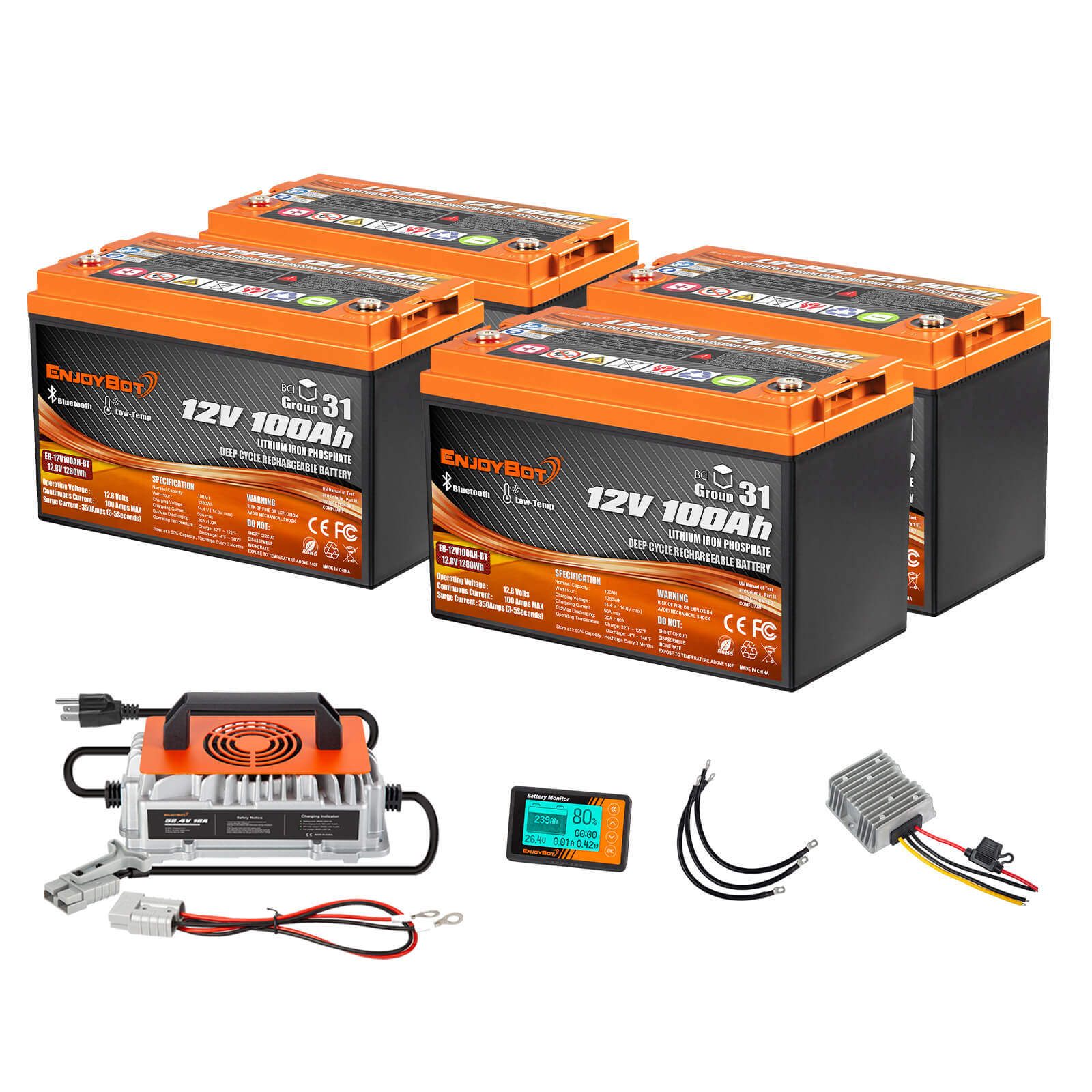 Enjoybot 48V 100Ah Golf Cart Lithium Battery Conversion Kit - 4 Batteries
