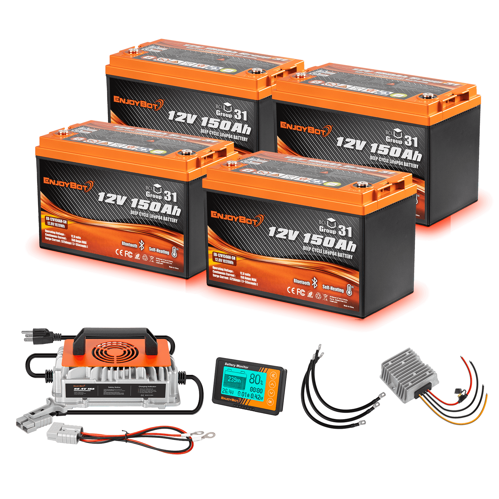 Enjoybot 48V 150Ah Golf Cart Lithium Battery Conversion Kit - 4 Batteries