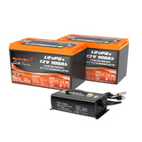 Enjoybot 12V 100Ah Group31 Low-Temp LiFePO4 Lithium Battery 2 Pack with 14.6v 20a charger