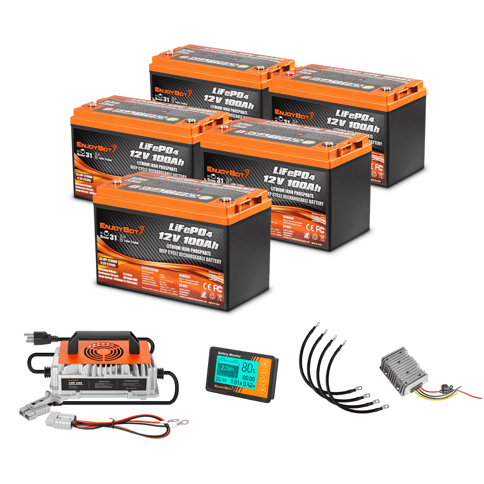 Enjoybot 60V 100Ah Golf Cart Lithium Battery Conversion Kit - 5 Batteries