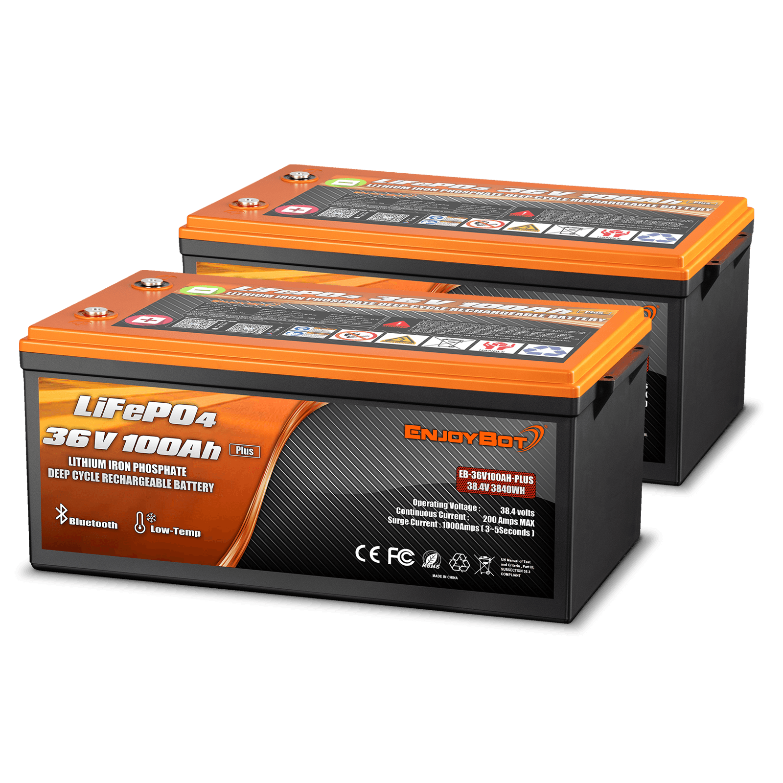 Enjoybot 72V 100Ah LiFePO4 Lithium Golf Cart Battery Set - 2 Batteries