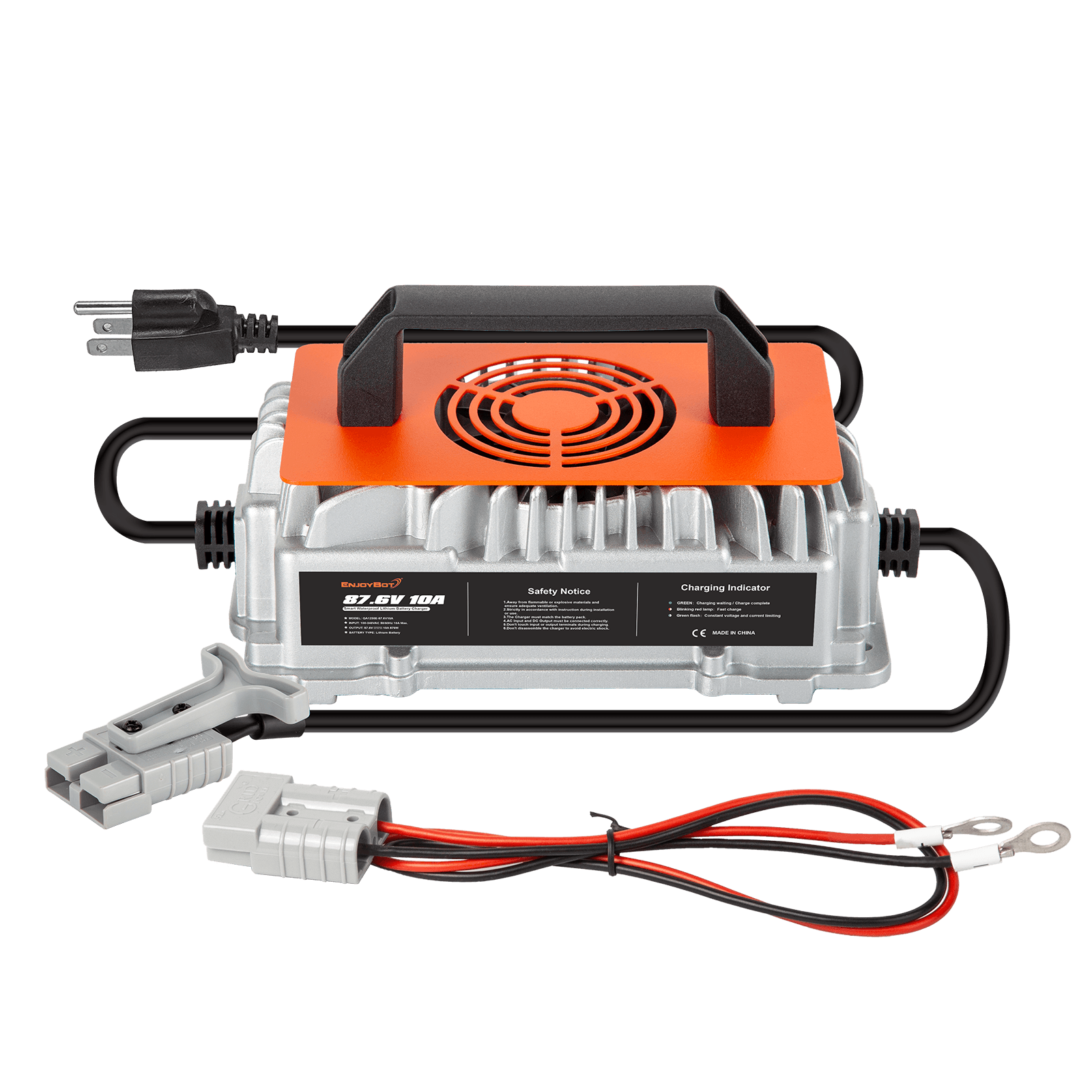 Enjoybot 87.6V 10A Mountable LiFePO4 Lithium Battery Charger For 72V Golf Carts