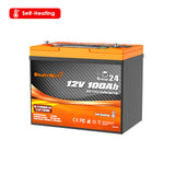 Enjoybot 12V 100Ah Group24 Self-Heating LiFePO4 Lithium Battery